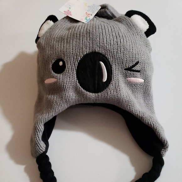 WOMENS KNIT WINTER CAP HAT MITTEN/GLOVES SET KOALA - Picture 2 of 6